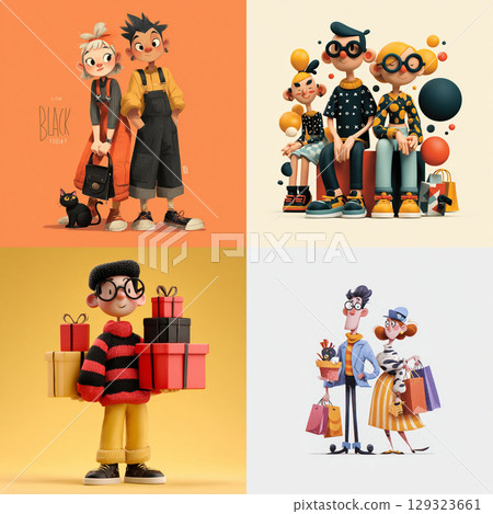 Playful Cartoon Style Black Friday Banner with Bright Colors 129323661