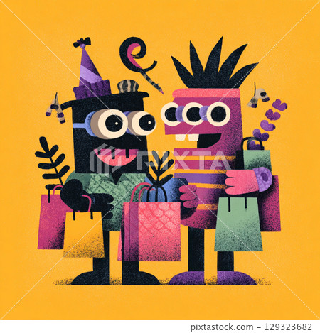 Playful Cartoon Style Black Friday Banner with Bright Colors 129323682