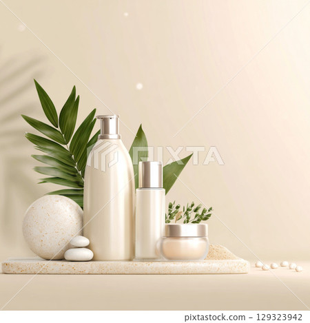 Elegant Spa Cosmetic Set with Towels and Blossoms Soft Beauty and Skincare Concept Elegant Spa Cosmetic Set with Towels and Blossoms Soft Beauty and Skincare Concept 129323942