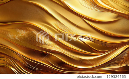 Shimmering gold texture with rich, reflective waves and subtle hue variations 129324563