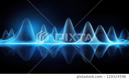 visually striking blue audio waveform on dark background, creating smooth and dynamic effect visually striking blue audio waveform on dark background, creating smooth and dynamic effect 129324596