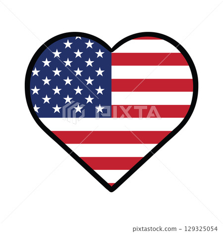 USA Flag Heart with Stars Stripes in a Heart Shape USA Flag Heart with Stars Stripes in a Heart Shape 129325054