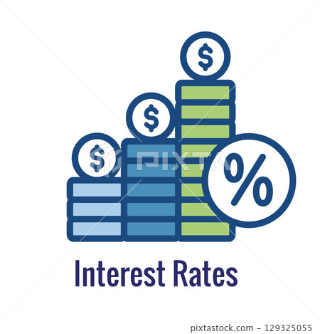 Interest Rate Increase with Percentage Yield Money Symbols Icon 129325055