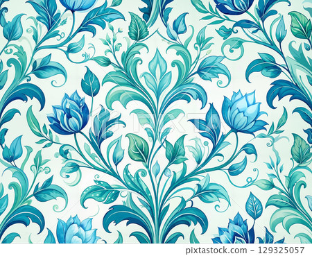 russian traditional pattern in painting gzhel 129325057