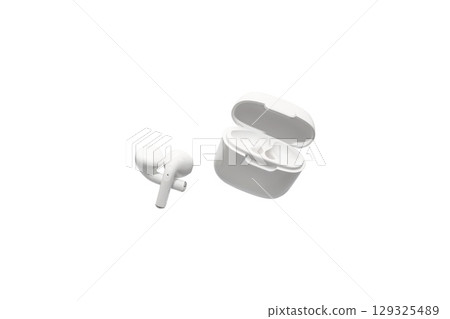 White modern wireless headphones isolated on white background. 129325489