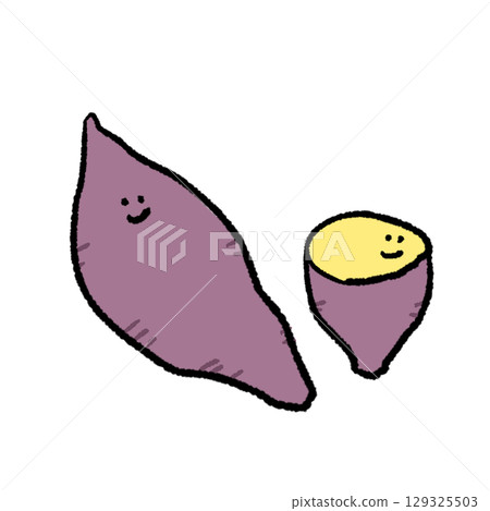 Hand-drawn cute vegetable sweet potato Hand-drawn cute vegetable sweet potato 129325503