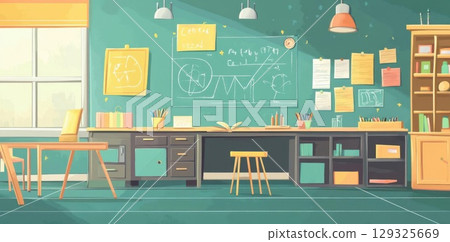 Creative classroom workspace. 129325669
