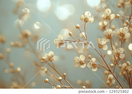 Golden Blossoms with Soft Bokeh. 129325802
