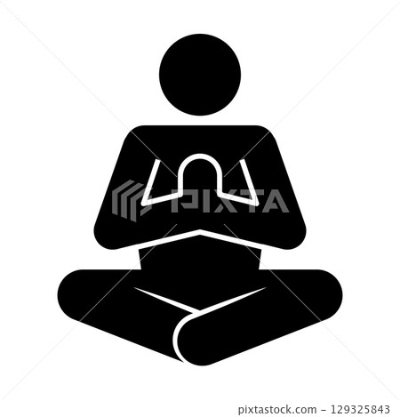 Set of stick figures, yoga classes, flat vector illustration. 129325843
