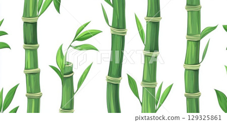 Lush Green Bamboo Forest. 129325861