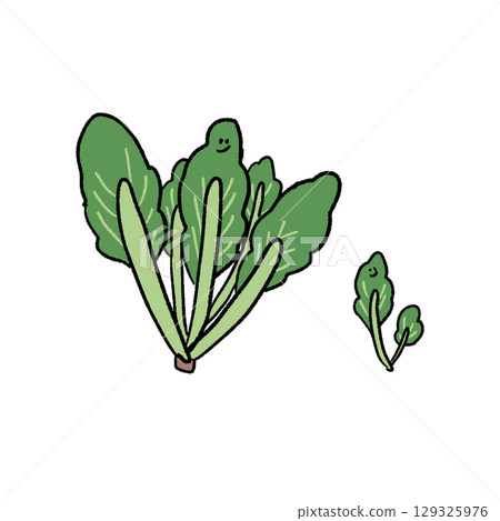 手繪可愛的蔬菜菠菜 129325976