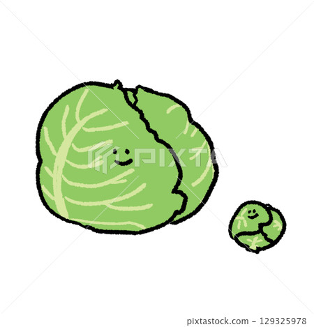 手繪可愛的蔬菜捲心菜 手繪可愛的蔬菜捲心菜 129325978
