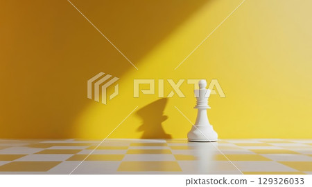 White Chess Queen with Yellow Wall. 129326033