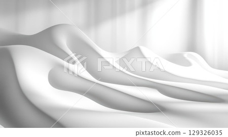 White Draped Landscape with Soft Light. 129326035