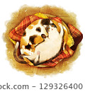 可愛的貓咪在家裡溫暖睡覺的插圖 129326400