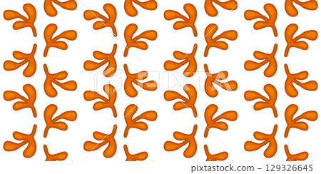 Seamless Orange Cartoon Twig Pattern 129326645