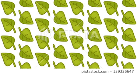 Seamless Green Cartoon Leaf Pattern Seamless Green Cartoon Leaf Pattern 129326647
