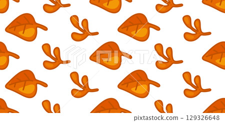 Seamless Autumn Maple Seed Pattern 129326648