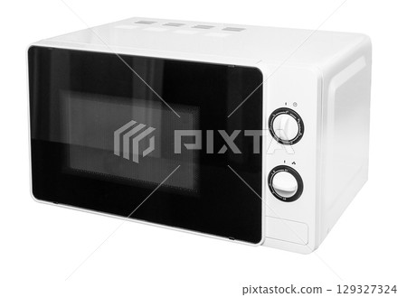 White microwave oven isolated on white background 129327324