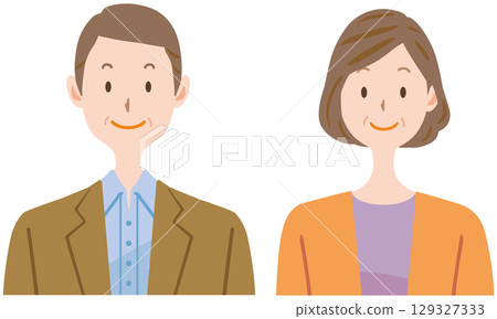 Illustration of a middle-aged couple 129327333