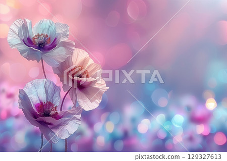 meadow with red poppies blue sky in the background 129327613