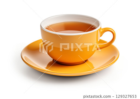 cup of tea on white background 129327653