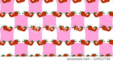 Seamless Cartoon Strawberry Fruit Pattern 129327740