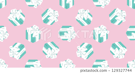 Seamless Mint Gift Box Pattern 129327744