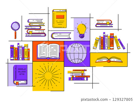 Background with books. Image for education and school. 129327805