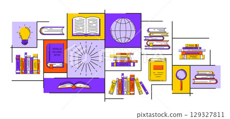Background with books. Image for education and school. 129327811