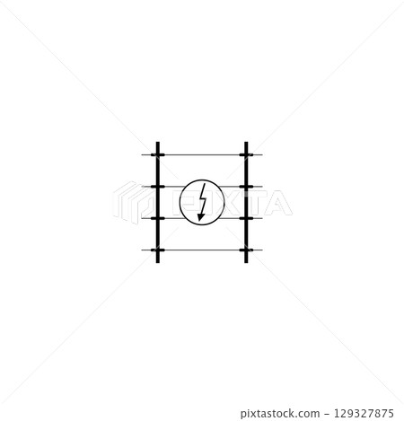 Electric fencing icon with high voltage sign. Isolated vector illustration on white background. 129327875