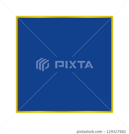 Gold frame with empty blue background. Vector illustration. 129327882