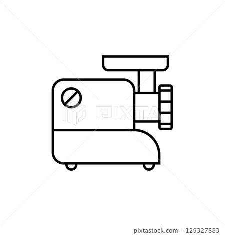 Electric meat grinder icon. Line style. Isolated vector outline illustration on white background. 129327883