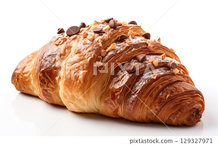 Fresh croissant isolated on white background 129327971