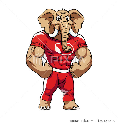 Muscular Elephant Mascot Clipart Strong Cartoon Animal Character in Red Suit for Sports Teams, Logos, Kids Designs, Stickers & Digital Graphics Muscular Elephant Mascot Clipart Strong Cartoon Animal Character in Red Suit for Sports Teams, Logos, Kids Designs, Stickers & Digital Graphics 129328210