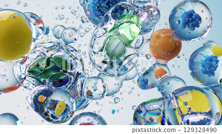 Colorful Abstract Bubbles with Intricate Cellular and Molecular Patterns 129328490