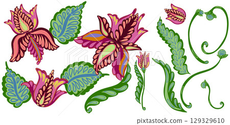 hand drawn floral frame with leaves hand drawn floral frame with leaves 129329610