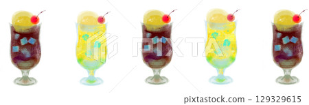 奶油蘇打水系列（透明 PNG，可樂和檸檬） 129329615