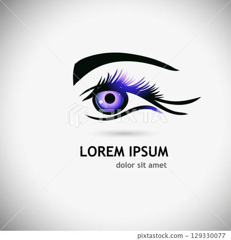 eye logo . hand drawn. Not AI, Vector illustration 129330077