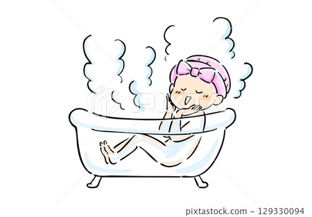 Cute color illustrations for good sleep - Bath time 129330094