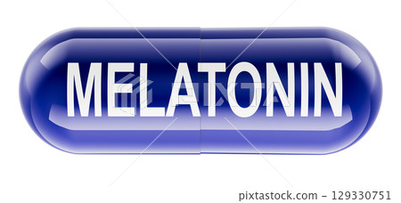 Melatonin capsule. 3D rendering Melatonin capsule. 3D rendering 129330751