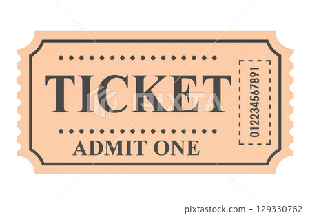 Vintage admit one ticket. 3D rendering 129330762