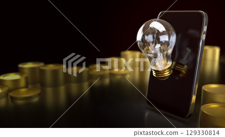 The Light bulb and mobile for idea or Business concept 3d Rendering. The Light bulb and mobile for idea or Business concept 3d Rendering. 129330814