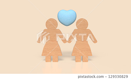 The Wood plate women and heart for lgbtq concept 3d Rendering. 129330829