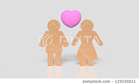 The Wood plate woman and man for couple concept 3d Rendering. 129330831