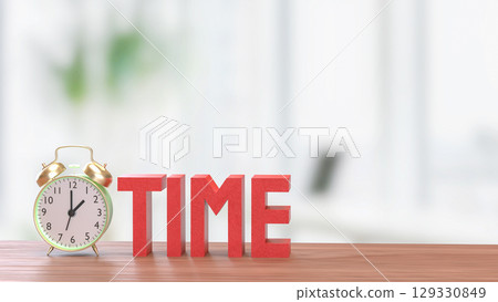 The Alarm clock and Text for Time concept 3d Rendering. 129330849