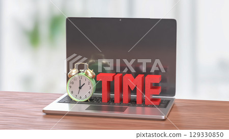 The Alarm clock and Text for Time concept 3d Rendering. The Alarm clock and Text for Time concept 3d Rendering. 129330850
