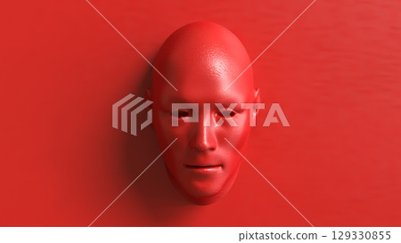 The Red face for Abstract Background concept 3d Rendering. 129330855