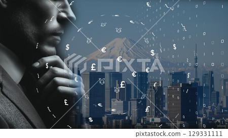 Digital finance and global trade illustration 129331111
