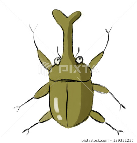 可愛又輕鬆的犀牛甲蟲插圖（透明PNG） 129331235